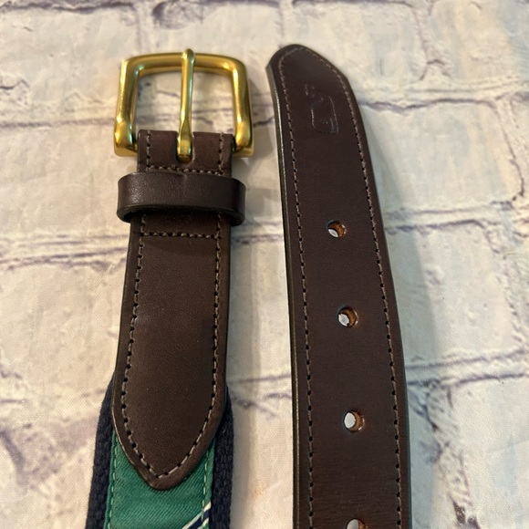 VINEYARD VINES BY SHEP & IAN MENS USA SOLID BRASS BUCKLE WGA (2012) BELT SIZE 34 - Picture 2 of 10